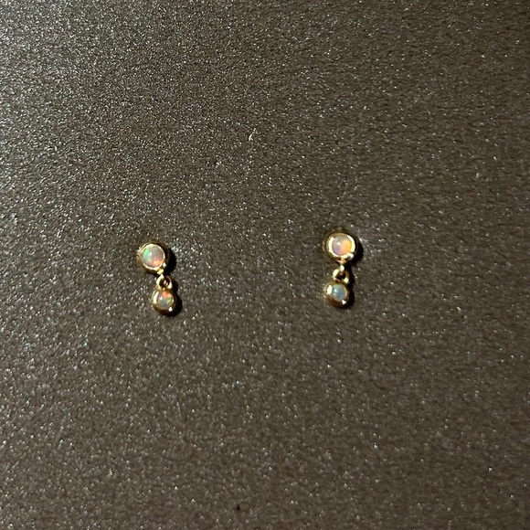 Rowan 14k Opal Drop Flat Back Stud Earrings sensitive safe 2 Studs Total - Picture 4 of 5